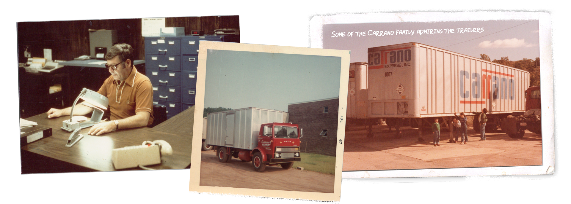 Historic Carrano trucks and family photographs